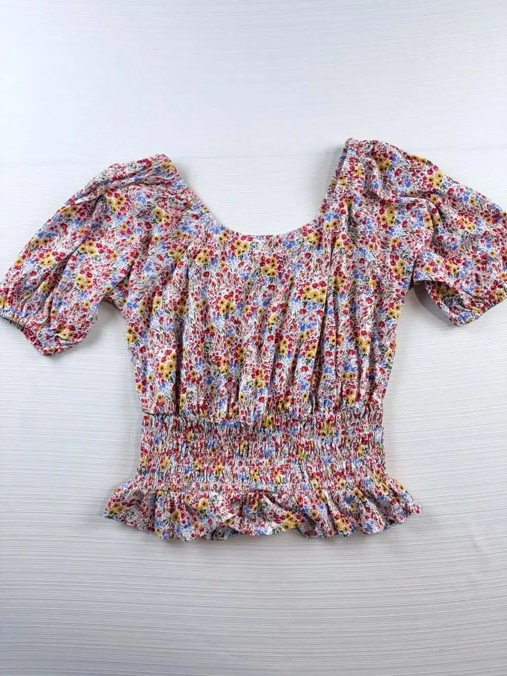 LOFT Outlet Floral Smocked Puff Sleeve Top XS